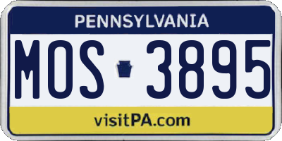 PA license plate MOS3895