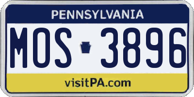 PA license plate MOS3896