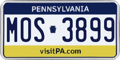PA license plate MOS3899