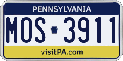 PA license plate MOS3911