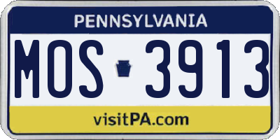PA license plate MOS3913