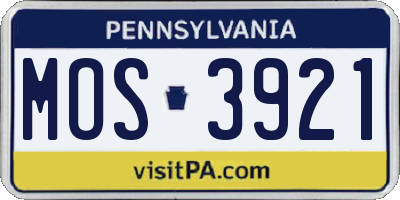 PA license plate MOS3921
