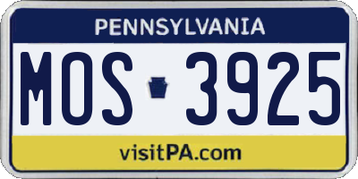 PA license plate MOS3925