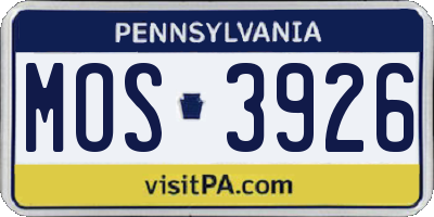 PA license plate MOS3926