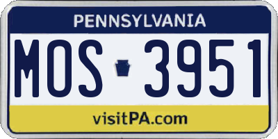 PA license plate MOS3951