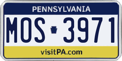 PA license plate MOS3971