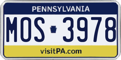 PA license plate MOS3978