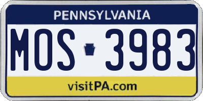 PA license plate MOS3983