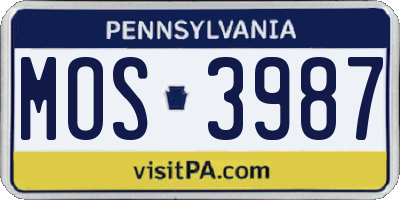 PA license plate MOS3987