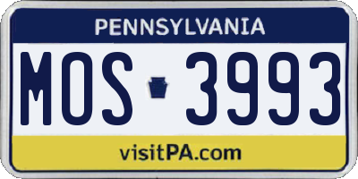 PA license plate MOS3993