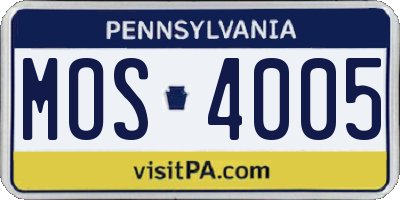 PA license plate MOS4005