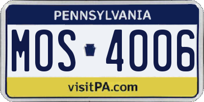 PA license plate MOS4006