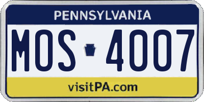 PA license plate MOS4007
