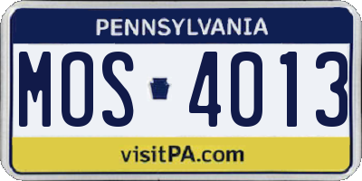 PA license plate MOS4013