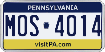 PA license plate MOS4014