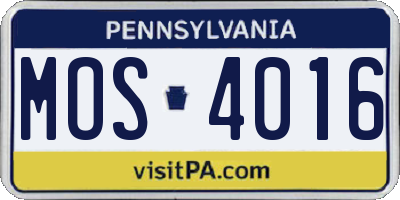 PA license plate MOS4016