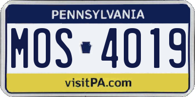 PA license plate MOS4019