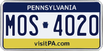 PA license plate MOS4020