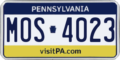 PA license plate MOS4023