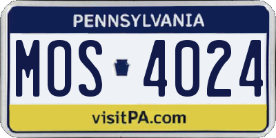 PA license plate MOS4024