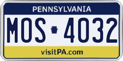 PA license plate MOS4032