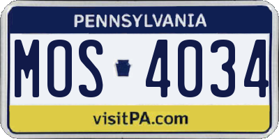 PA license plate MOS4034