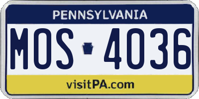 PA license plate MOS4036