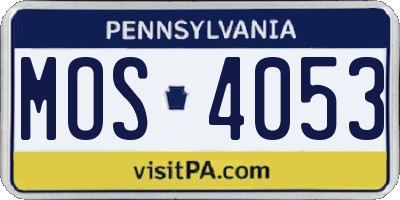 PA license plate MOS4053