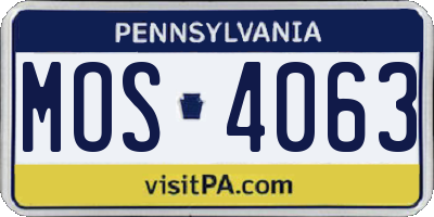 PA license plate MOS4063