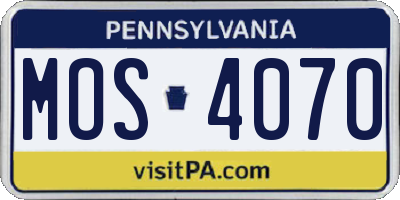 PA license plate MOS4070