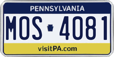 PA license plate MOS4081
