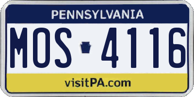 PA license plate MOS4116