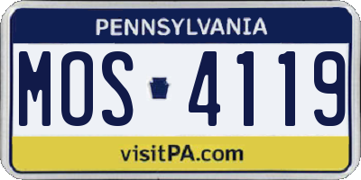 PA license plate MOS4119
