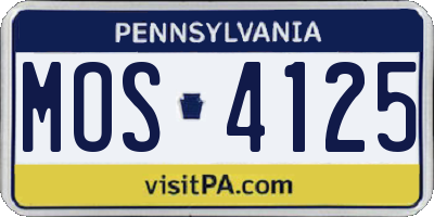 PA license plate MOS4125
