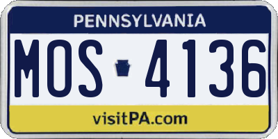 PA license plate MOS4136