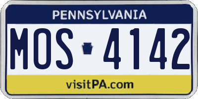 PA license plate MOS4142