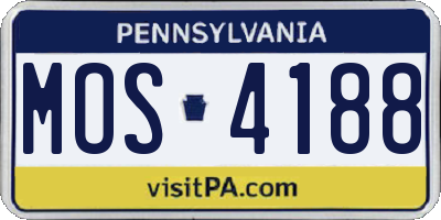 PA license plate MOS4188