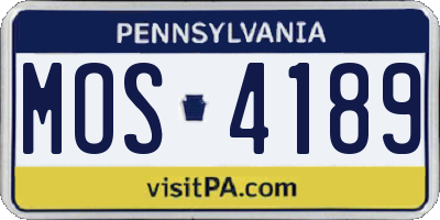 PA license plate MOS4189
