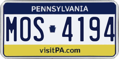 PA license plate MOS4194