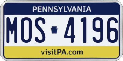 PA license plate MOS4196