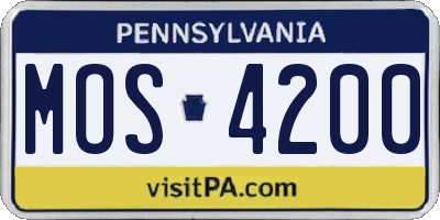 PA license plate MOS4200