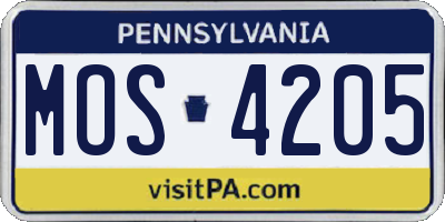 PA license plate MOS4205