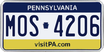 PA license plate MOS4206