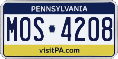 PA license plate MOS4208