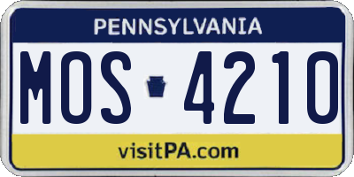 PA license plate MOS4210