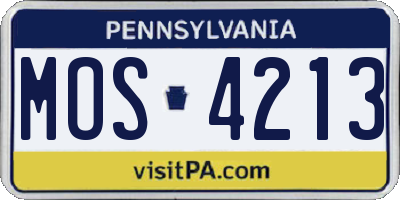 PA license plate MOS4213
