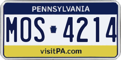 PA license plate MOS4214