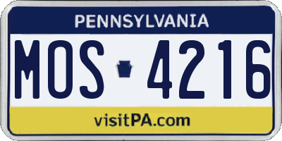 PA license plate MOS4216
