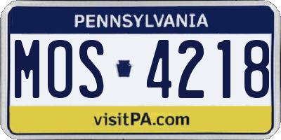 PA license plate MOS4218