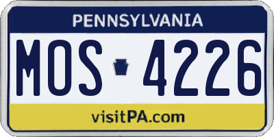 PA license plate MOS4226